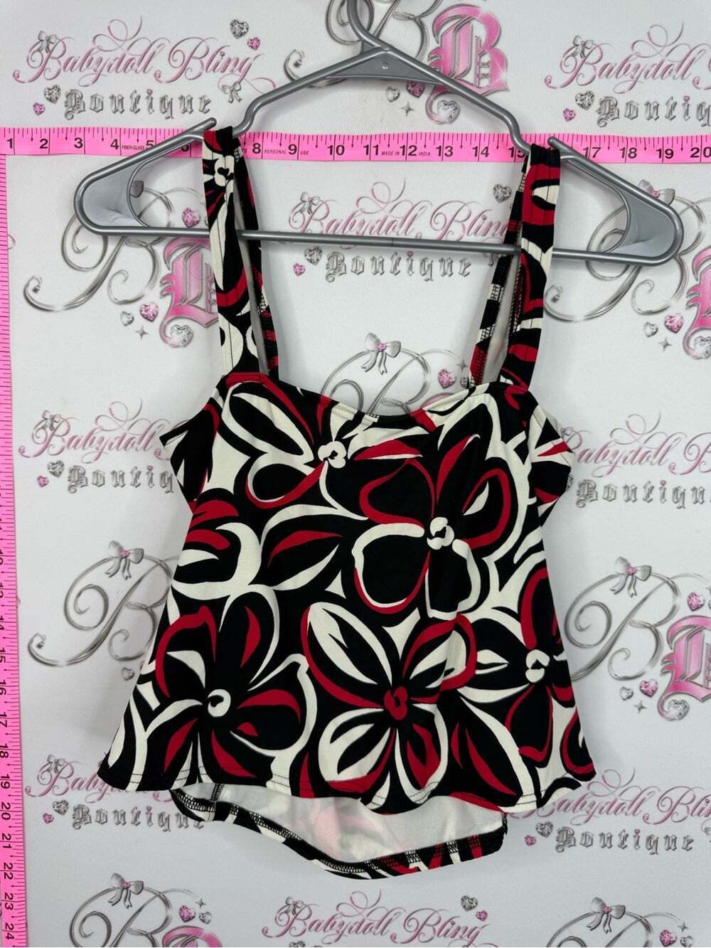 Caribbean Joe tankini pool Black, Red & Cream Twist-Front Tank Top - Picture 2 of 11